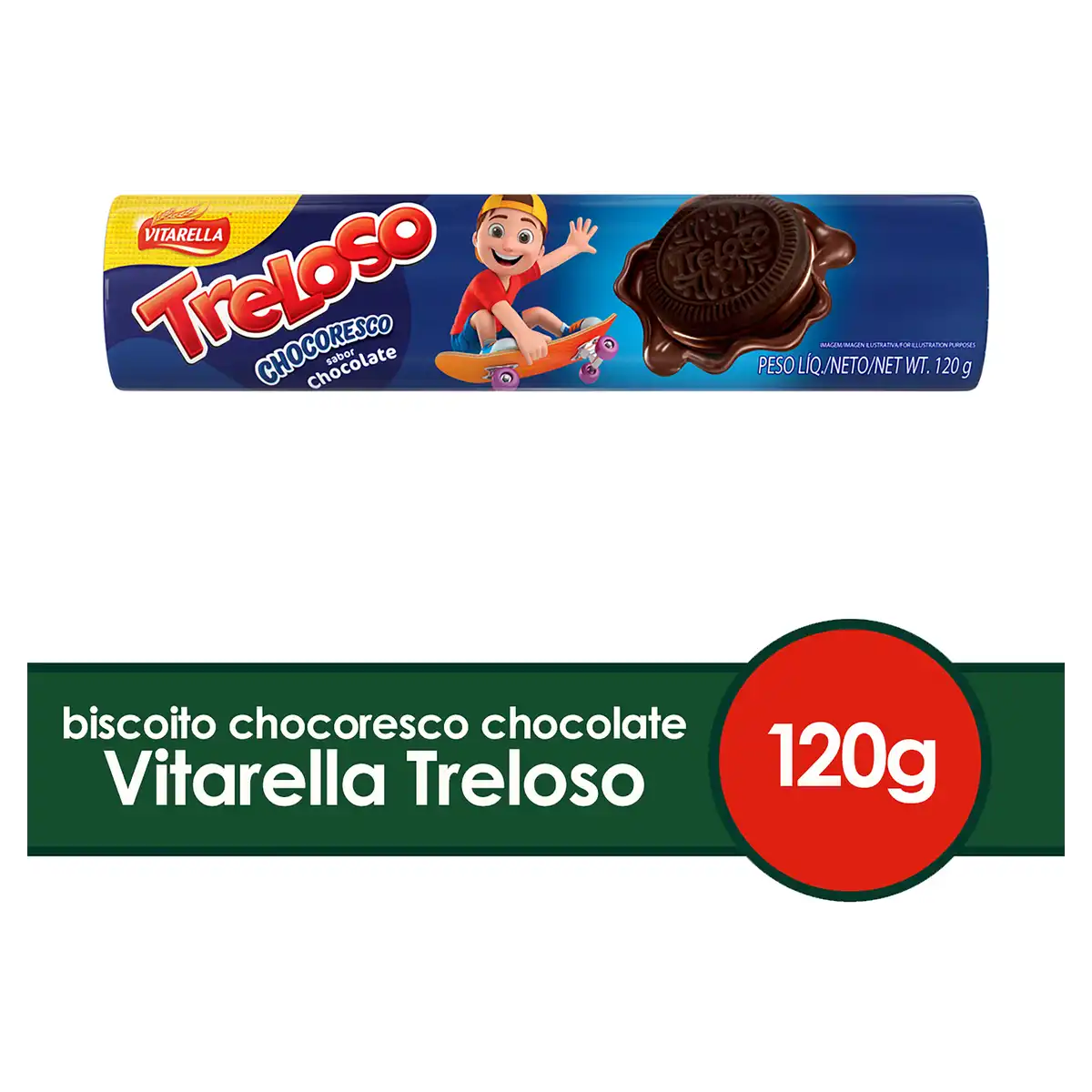 Biscoito Chocolate Vitarella Treloso Chocoresco Pacote 120g