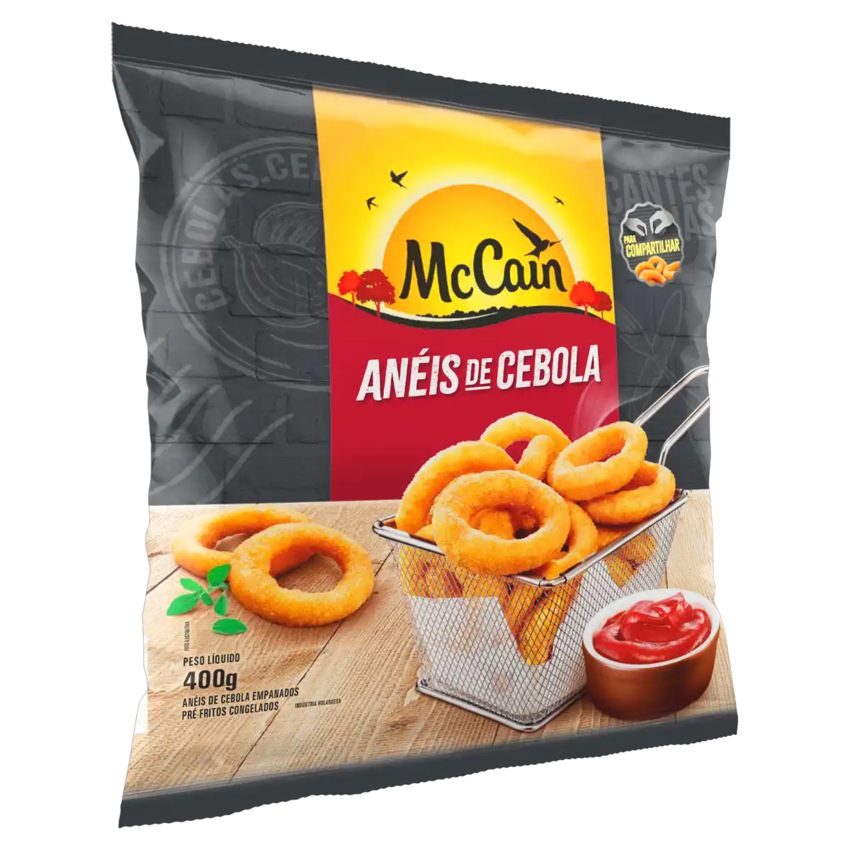 Anéis de Cebola Empanados Pré-Fritos Congelados McCain Pacote 400g